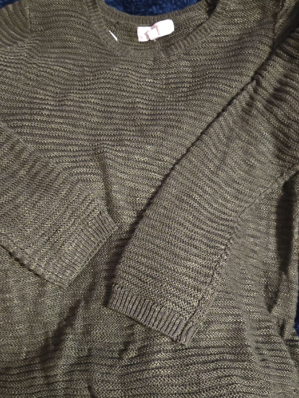 Womens Olive Knit Crewneck Sweater